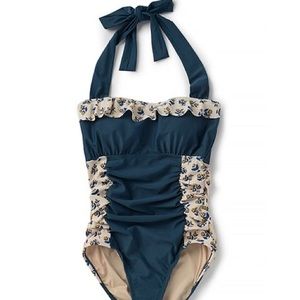 Matilda Jane Bathing Beauty Halter Neck One Piece Swim Suit L NWT